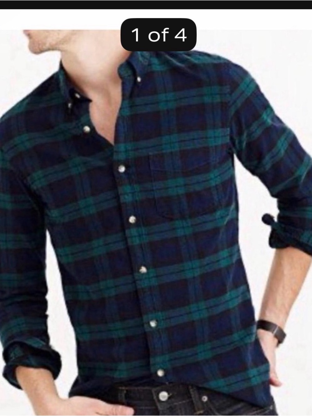 J. Crew Green and Navy Plaid Button-Down Shirt